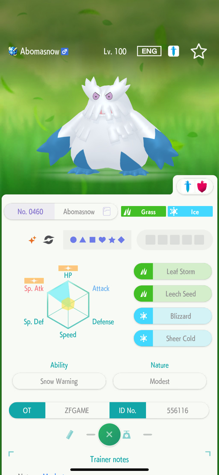 ✨6IV SHINY Abomasnow + EVS🚀 POKEMON HOME✨Champions✨Online delivery⚡