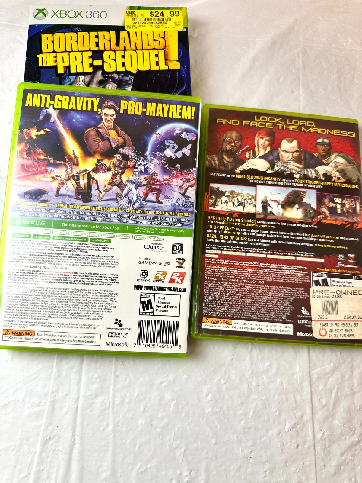 Borderlands 1 & The Pre-Sequel Video Game Xbox 360 Gearbox Shock Drop DLC Pair