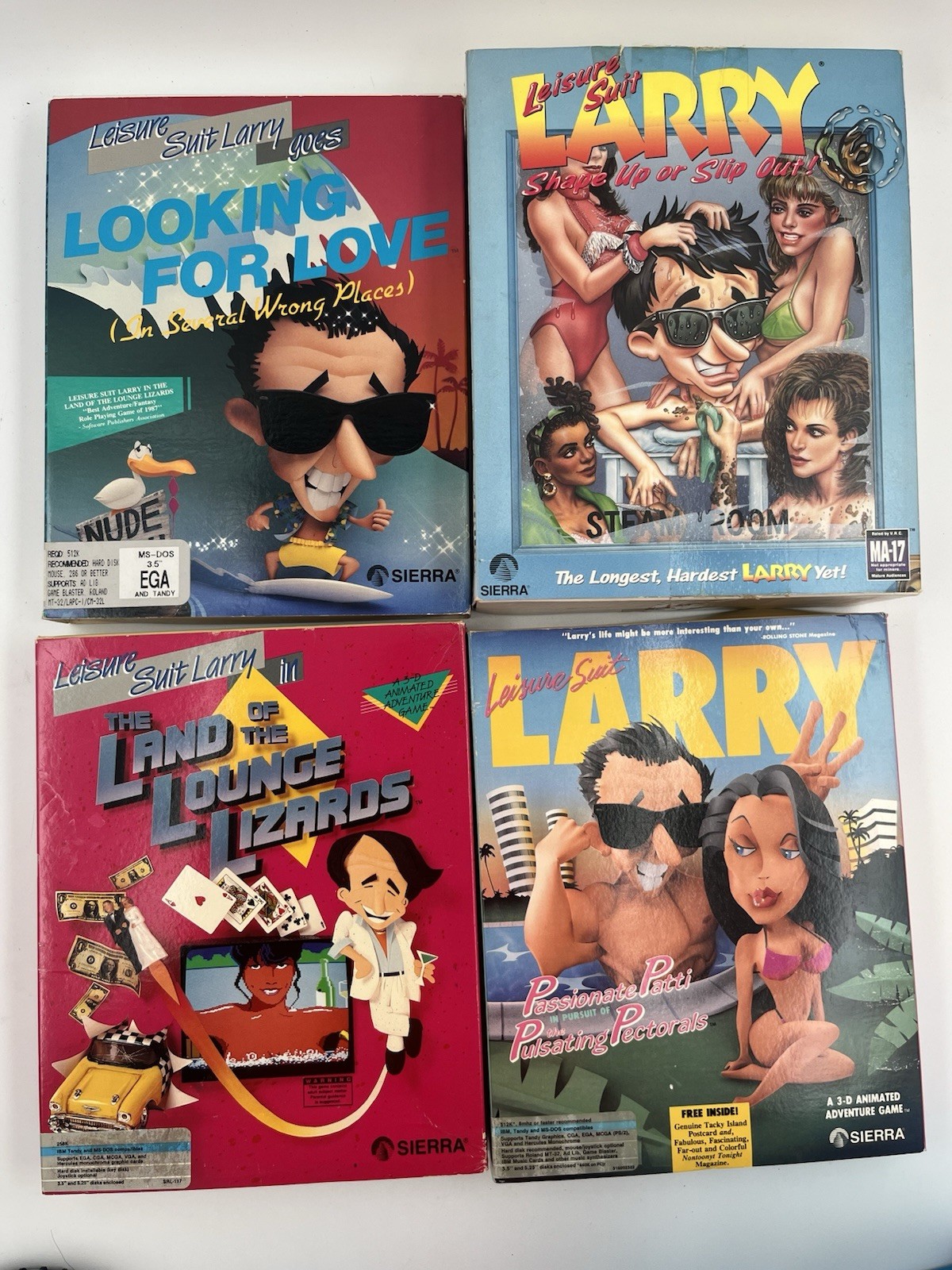 Leisure Suit Larry Lot Of 4 Sierra DOS PC Big Box Games Missing READ!