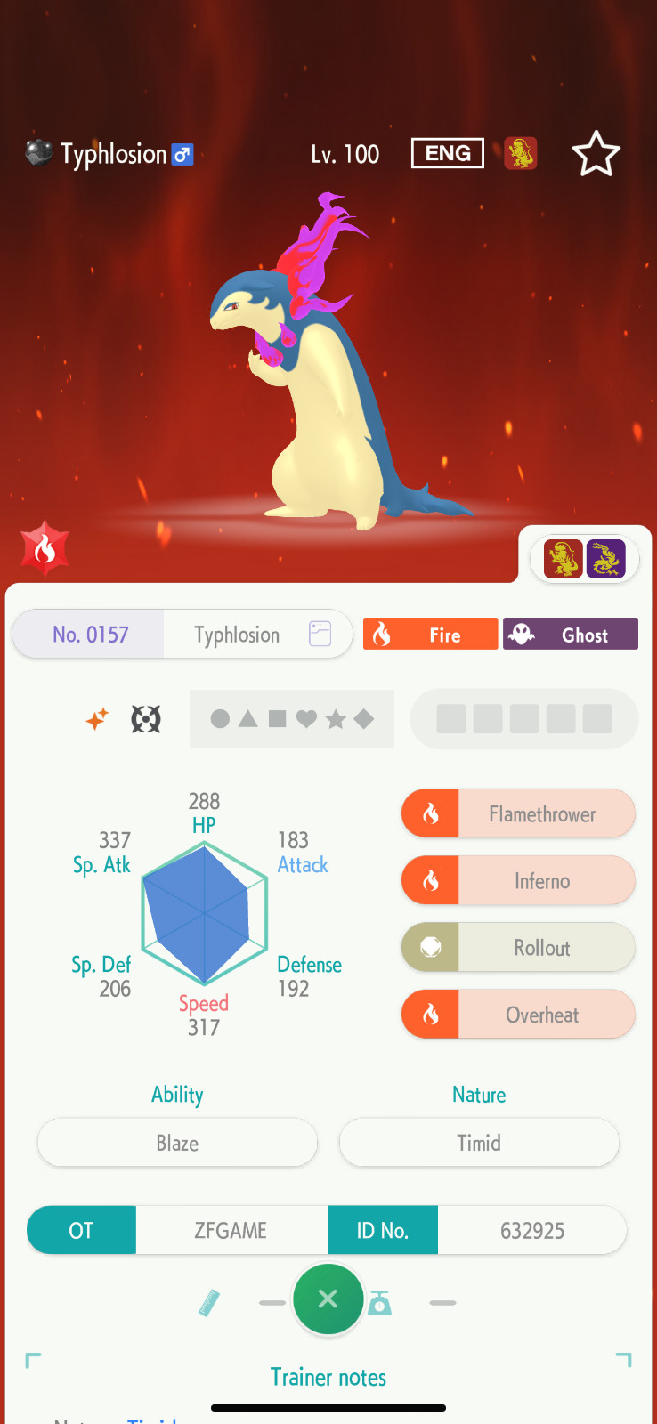 ✨6IV SHINY Hisuian Typhlosion + EVS🚀 POKEMON HOME✨Champions✨Online delivery⚡