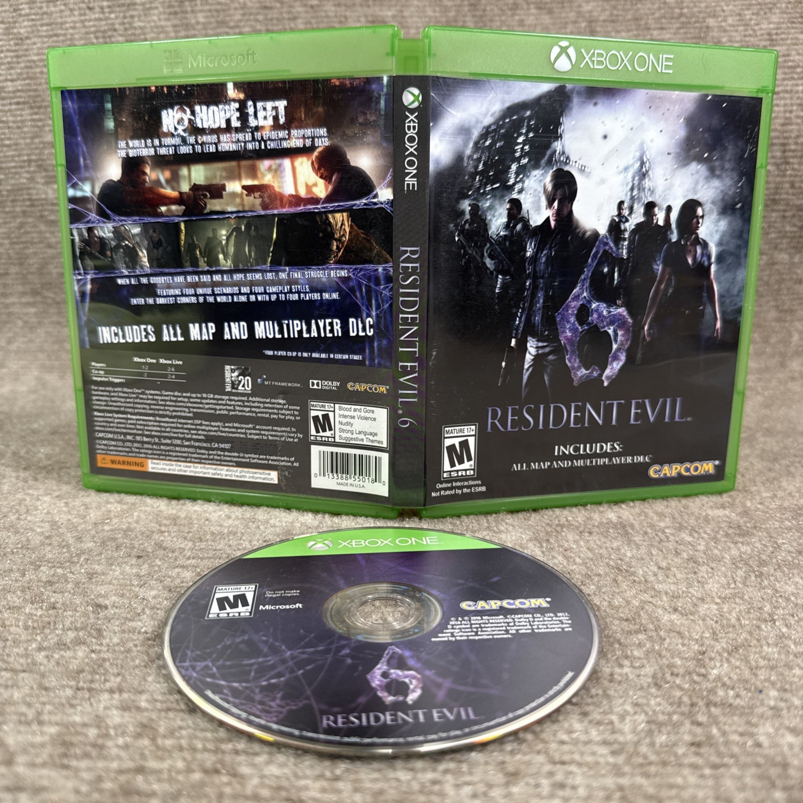 Resident Evil 6 Xbox One Zombie Apocalypse Digital Map DLC Adult Owned EX Disc