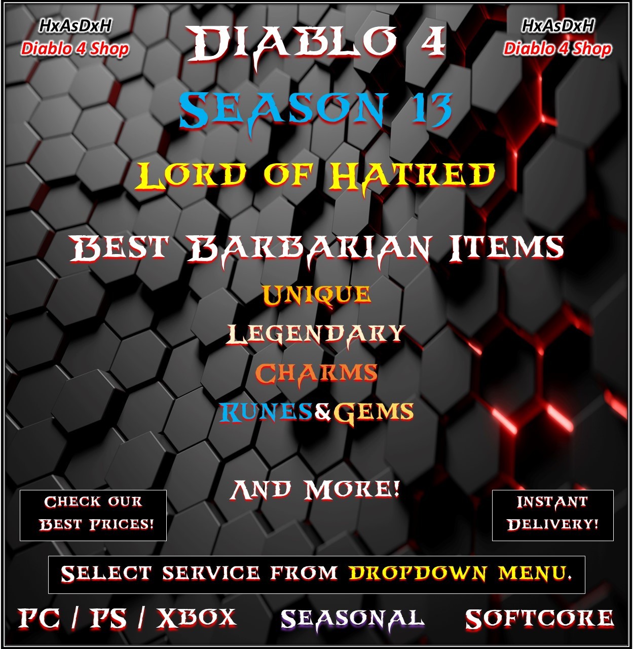 ✨Diablo 4✨Season 13✨Best Barbarian Items✨Set Charms✨Meta Items for Builds✨24/7✨