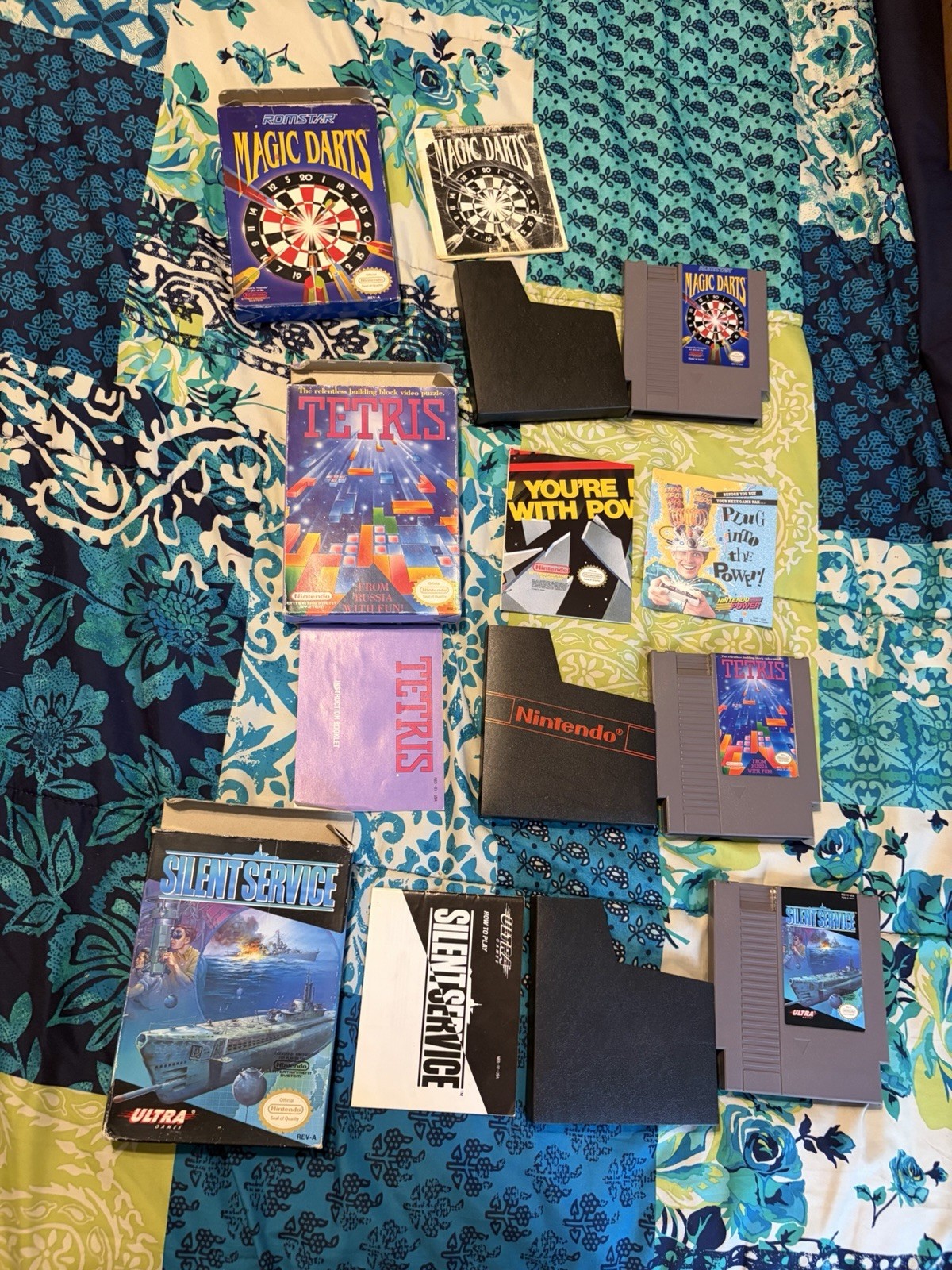 Tetris & Magic Darts & Silent Service Nintendo NES Games In Boxes