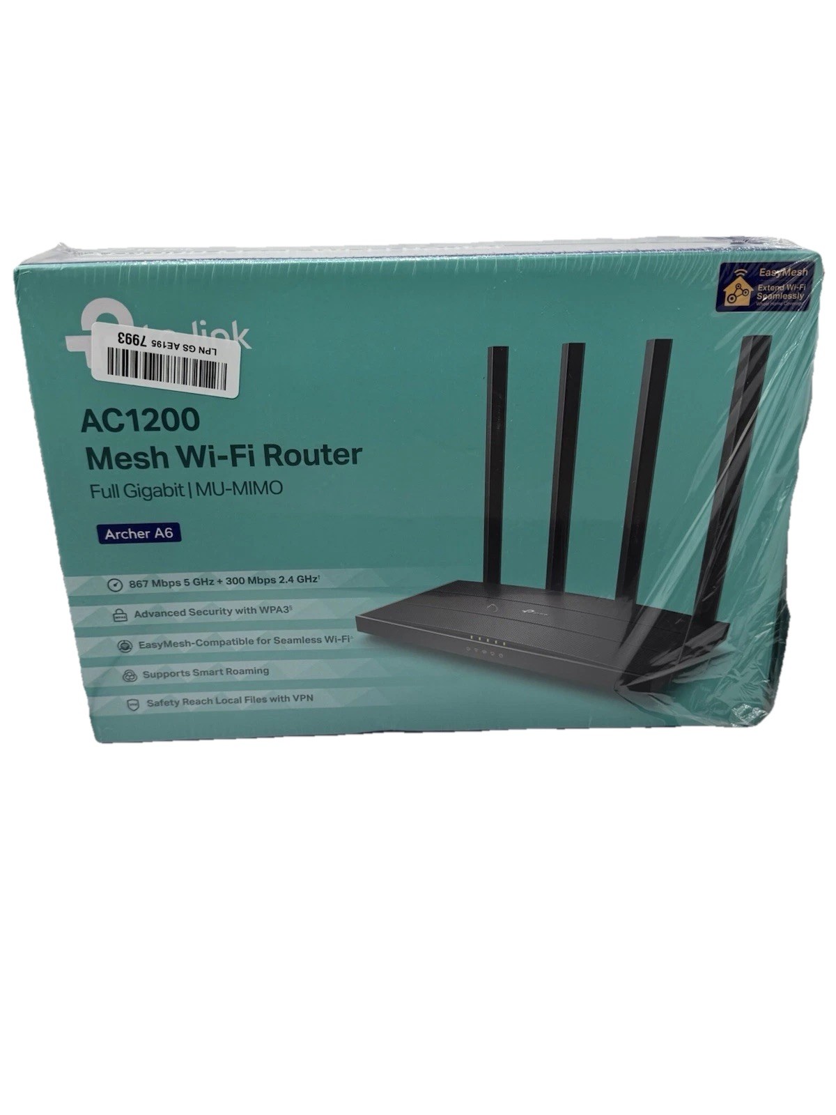TP-Link AC1200 Gigabit WiFi Router (Archer A6) – Dual Wi-Fi 5 AC1200, black