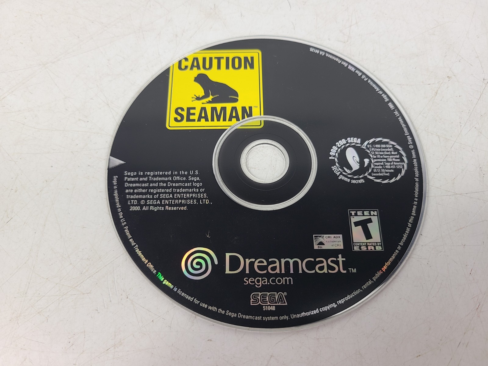 Caution Seaman Sega Dreamcast 2000 Disc Only (TESTED)
