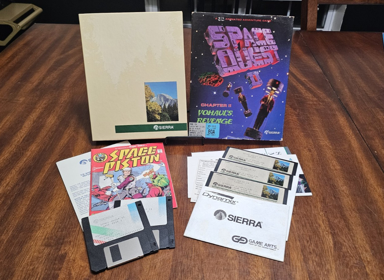 Vintage -Space Quest II Vohaul’s Revenge DOS 5.25+3.5 Discs Sierra Big Box 1987
