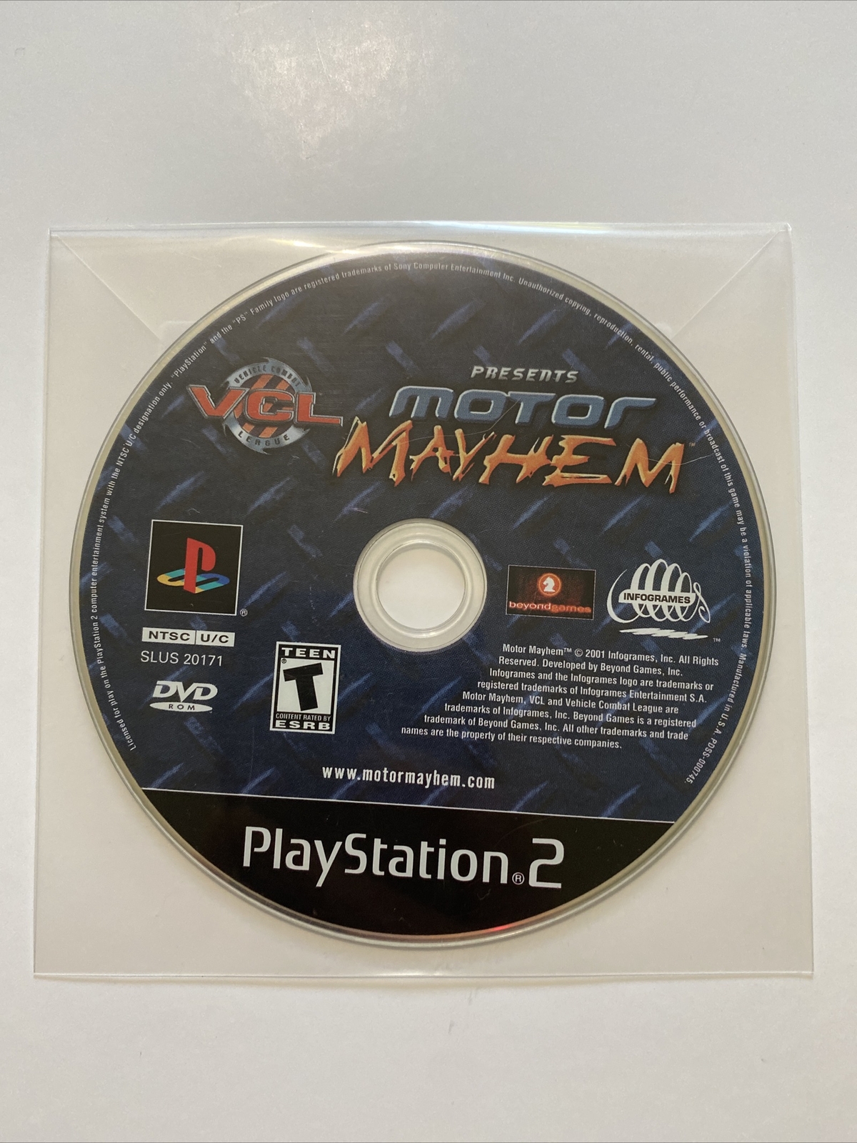 Motor Mayhem Vehicular Combat League (PlayStation 2, 2001 PS2) Disc Only!