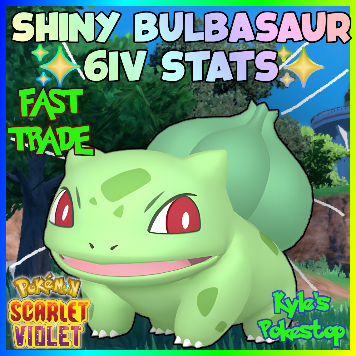 ✨ 6IV SHINY BULBASAUR + CHARMANDER + SQUIRTLE ✨ POKEMON SCARLET & VIOLET 🚀3PACK