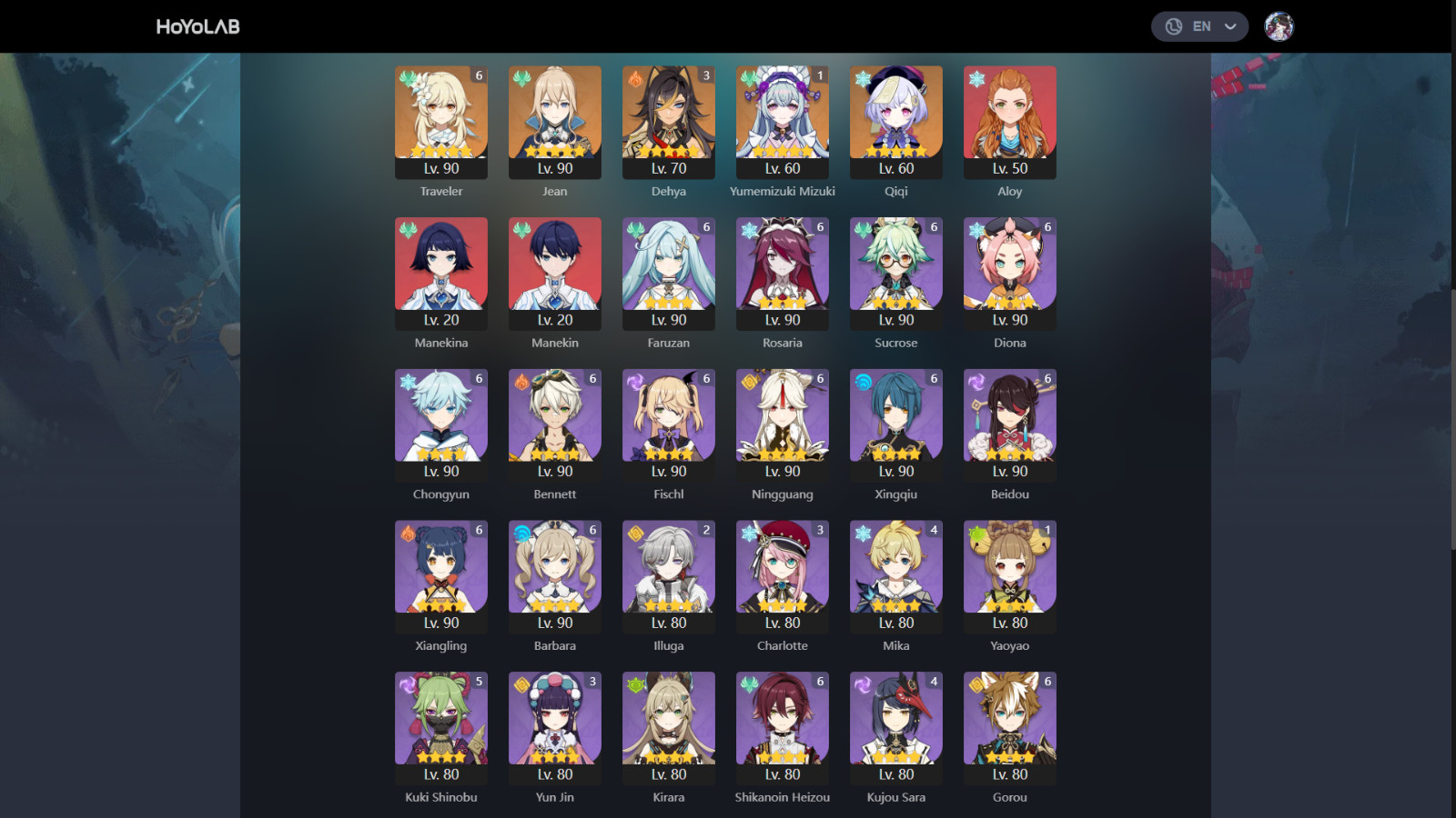Genshin Impact (AS) ar 60 Hexerei team Nicole Durin Venti + Lunateam Columbina