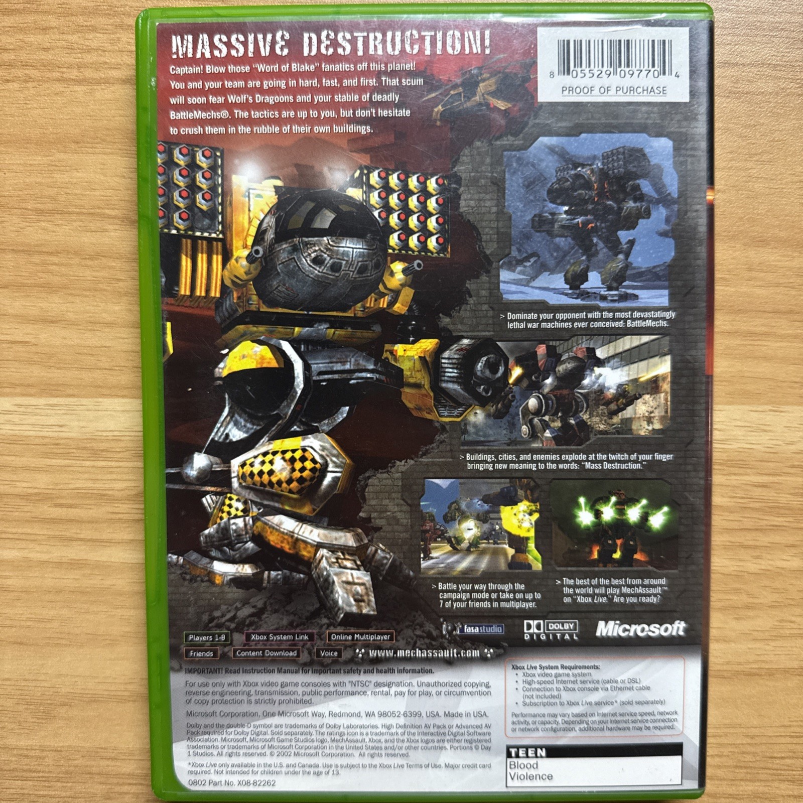 MechAssault (Microsoft Xbox, 2002) – Tested Working