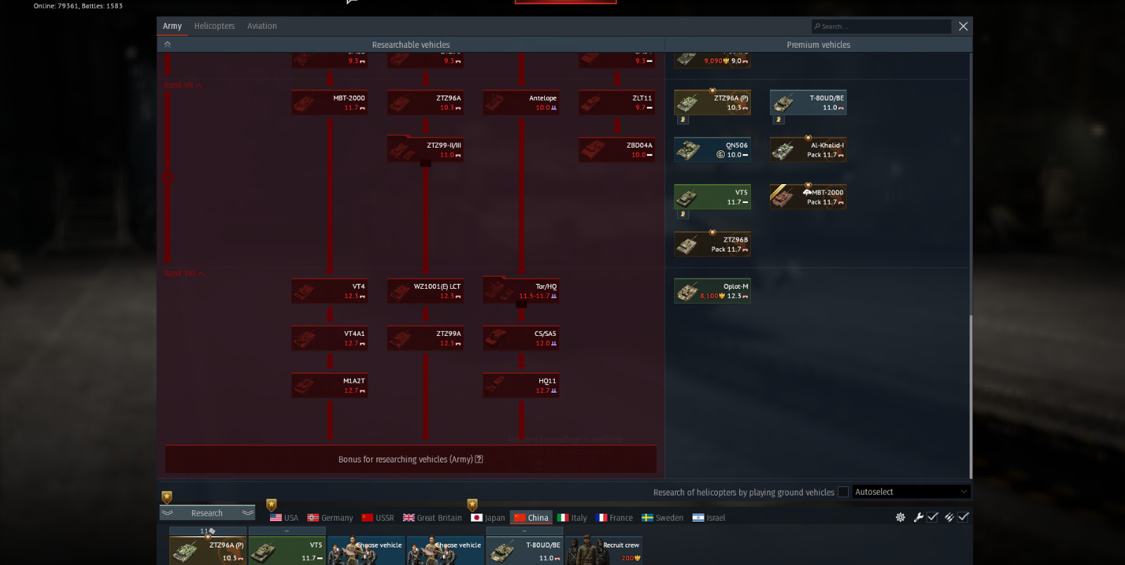 war thunder account MAX TREE CHINA AIR/3 premium tanks/3 premium usa