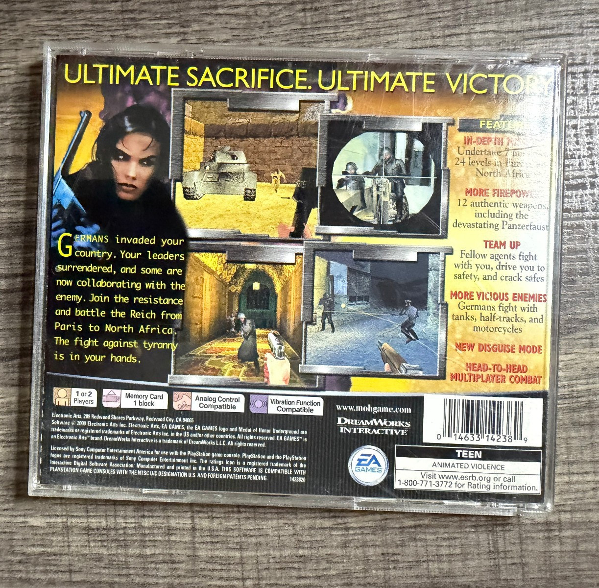 Medal of Honor: Underground – Sony PS1 – EA Games – Acceptable Condition