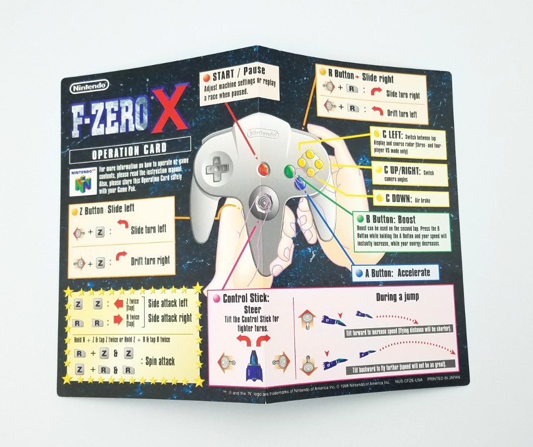 F-Zero X N64 Nintendo 64 Authentic Manual & Inserts ONLY HTF Clean 1 Owner