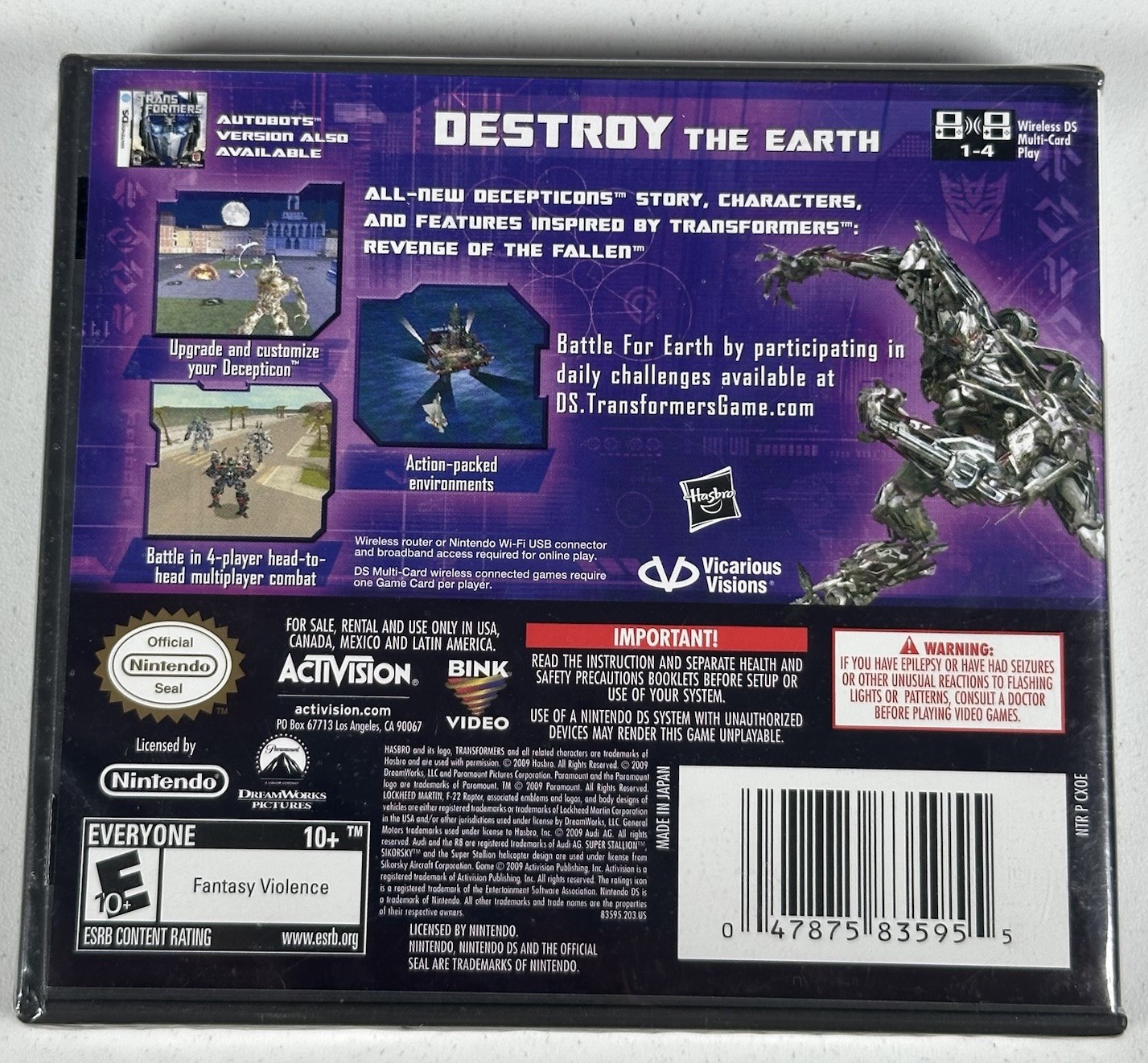 *SEALED* Transformers: Revenge of the Fallen – Decepticons Version Nintendo DS