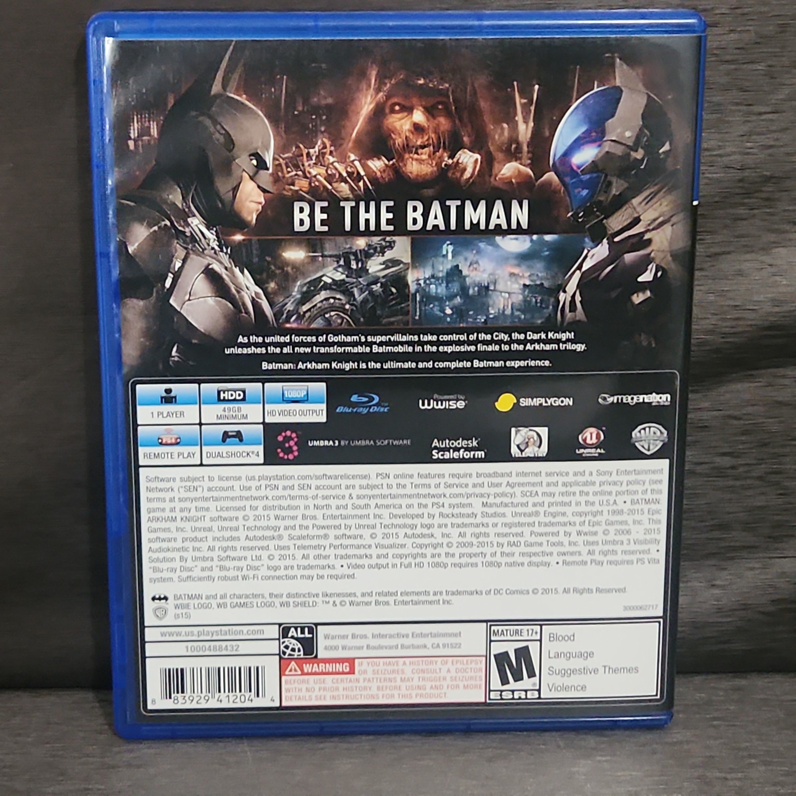 Batman Arkham Knight PS4 Video Game PlayStation 4 Complete Refurbished
