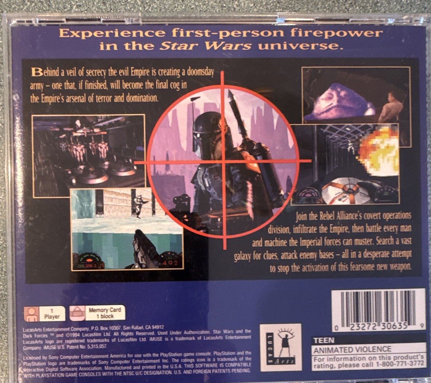 Star Wars: Dark Forces PlayStation 1 w/ Manual, T-Teen NTSC-U/C 1995 FPS