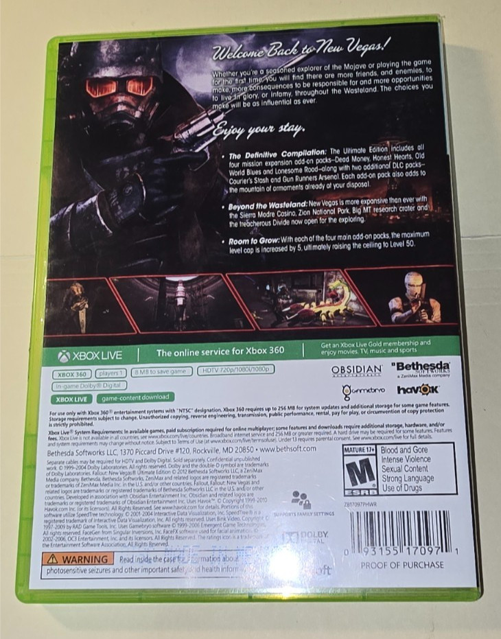 Fallout: New Vegas Ultimate Edition GameStop Exclusive Xbox 360 Tested