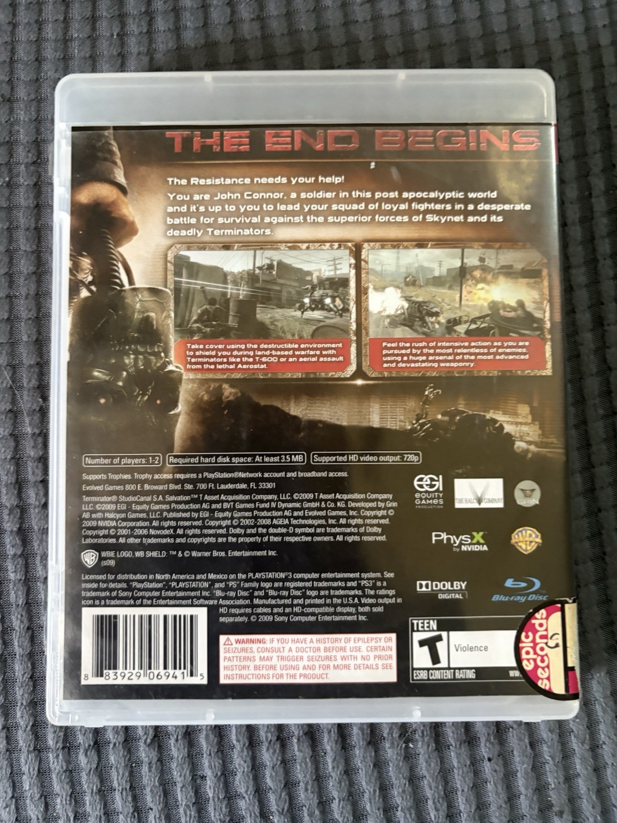 Evolved Games Terminator Salvation Shooter PS3 T-Teen 2009 *no manual*