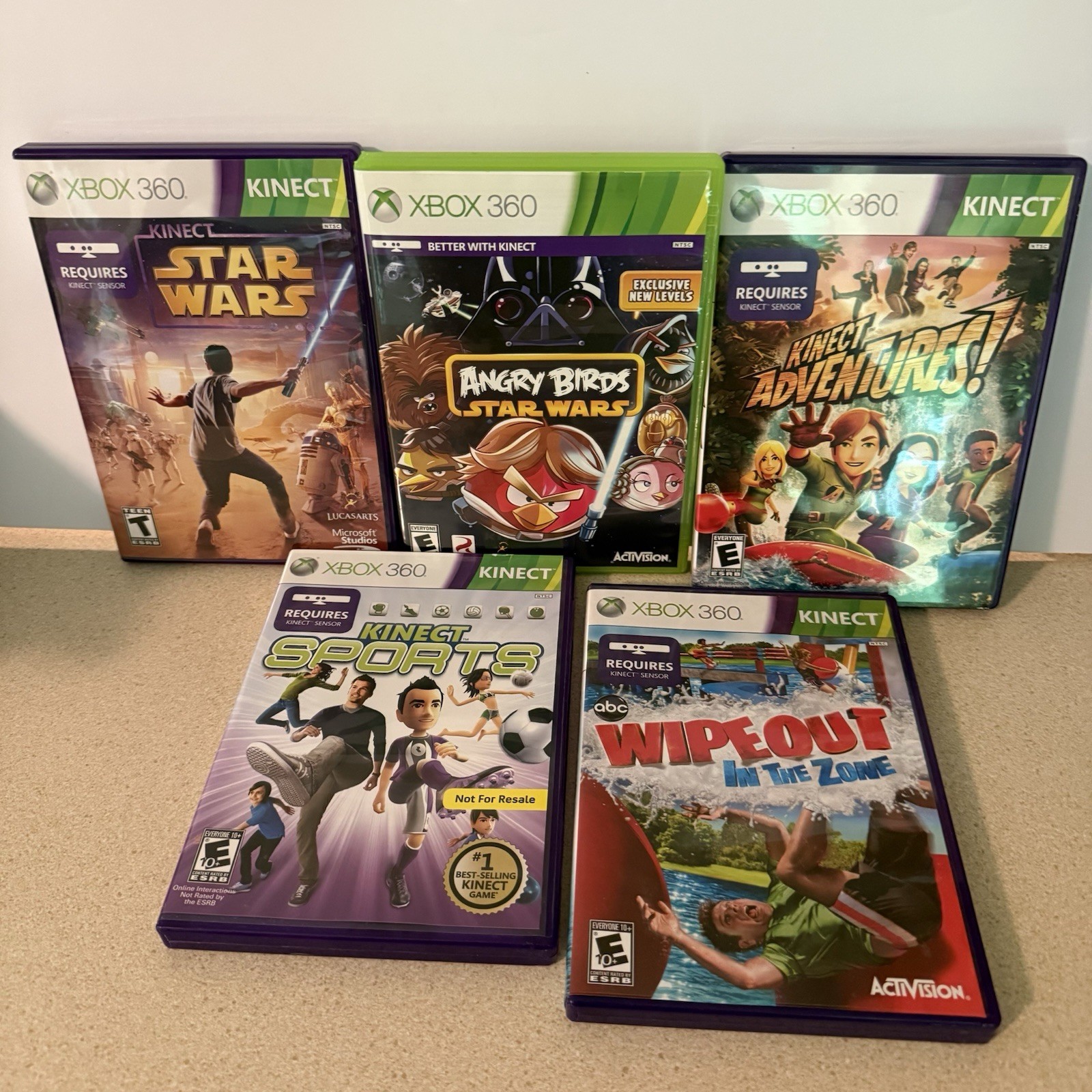 Xbox 360 Kinect Game Lot Star Wars Angry Birds Wipeout Sports Adventures