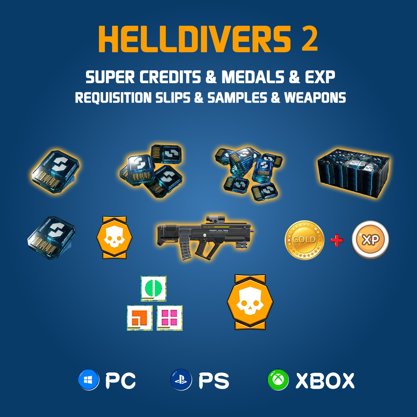 HELL-DIVERS 2 – Farm Fast |SuperCredits💎|Medals🥇|Samples🟩🟧🟪 | XP |No Login❗