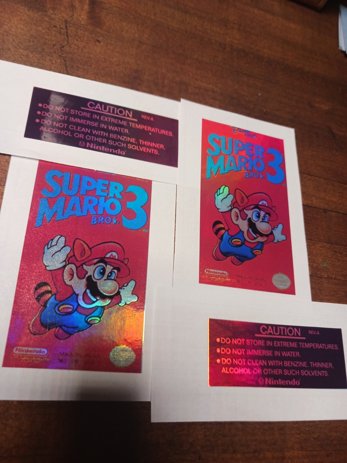 super mario bros 3 red nes replacement label holographic laminated precut BOGO