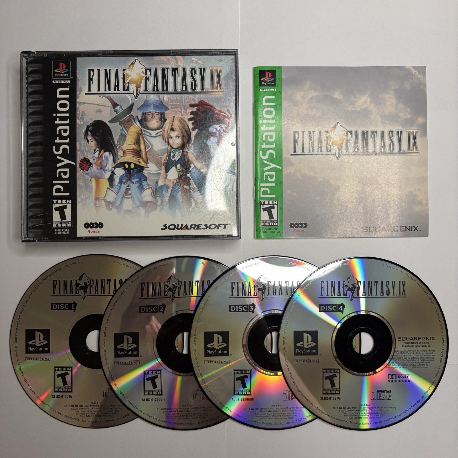 Final Fantasy IX (PS1, 2000) Complete/CIB, Black Label Case, GH 4 Discs & Manual