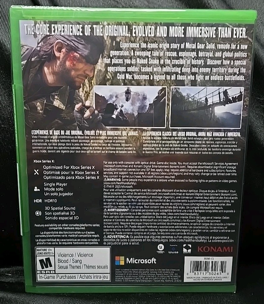 Metal Gear Solid Delta: Snake Eater, Tactical Series Xbox Series X, New Sealed