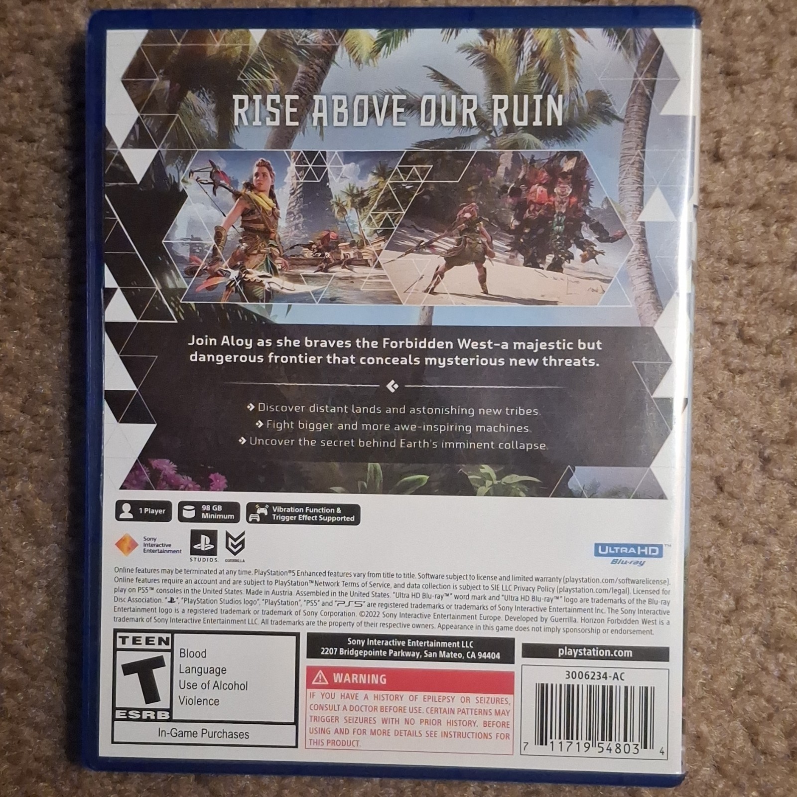 Sony Horizon Forbidden West PS5 Blu-ray Action NTSC 2022 MINT