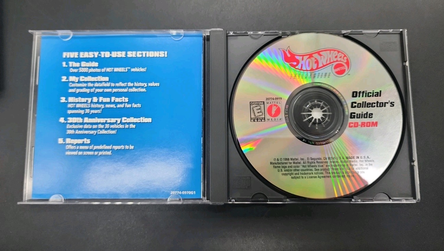 Hot Wheels Interactive Official Collector’s Guide CD-ROM 1998 Mattel Preowned