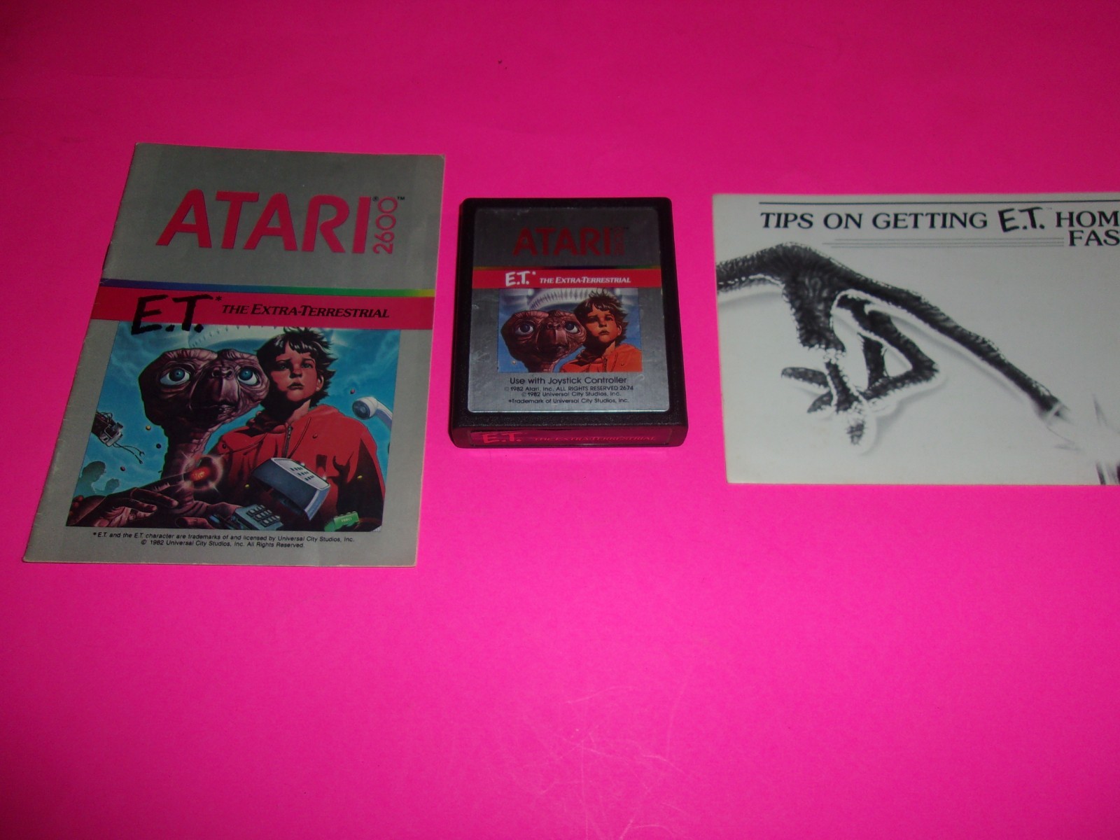 E.T. The Extra-Terrestrial Atari 2600 1982 Cartridge Manual Tips Poster Tested