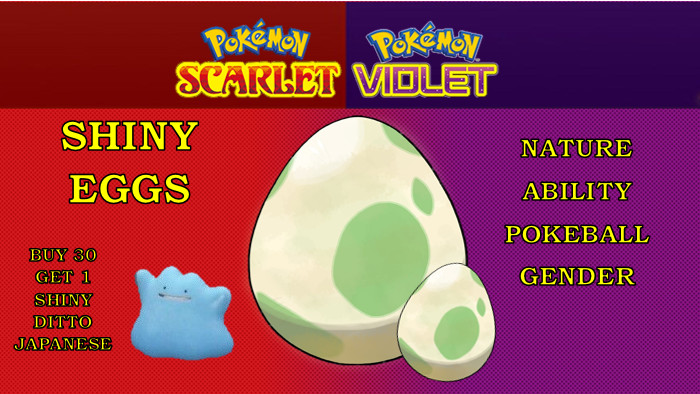Pokemon Egg Shiny or non shiny 6 IV Scarlet / Violet Sword/Shield BD/SP