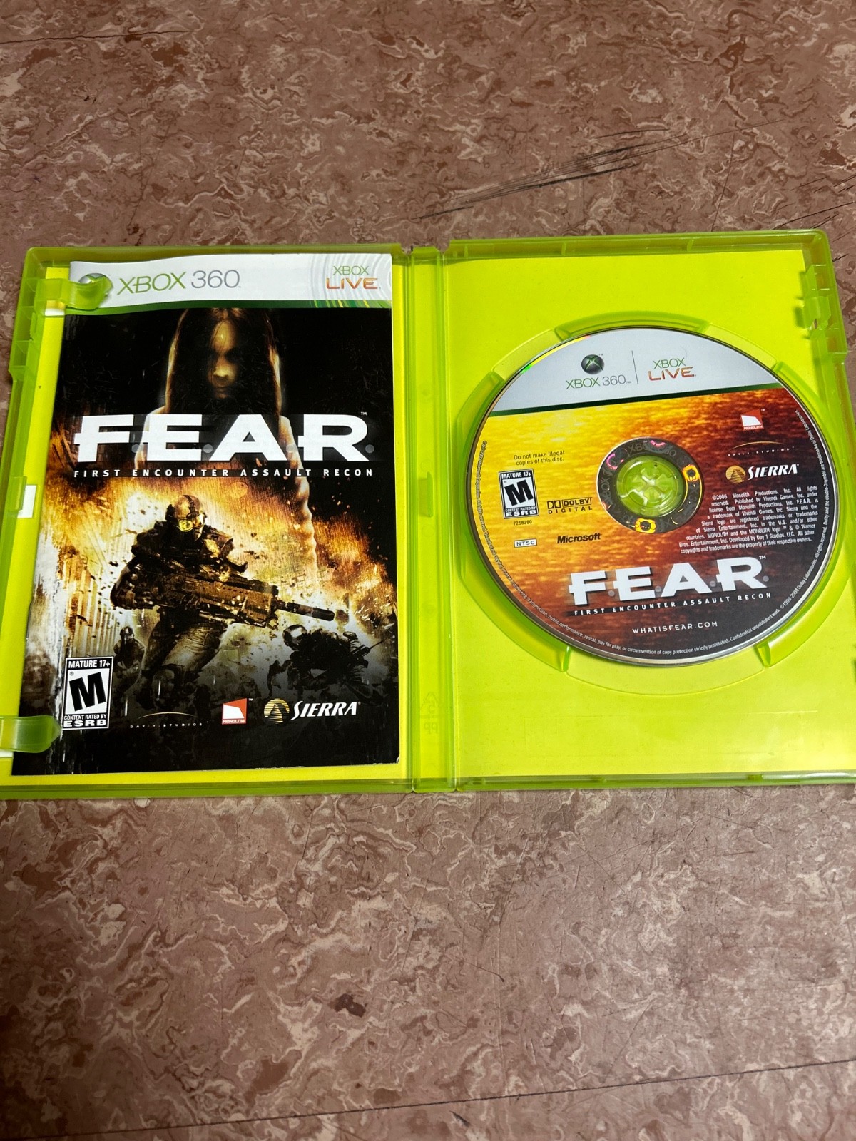 F.E.A.R.: First Encounter Assault Recon (Microsoft Xbox 360, 2006) CIB