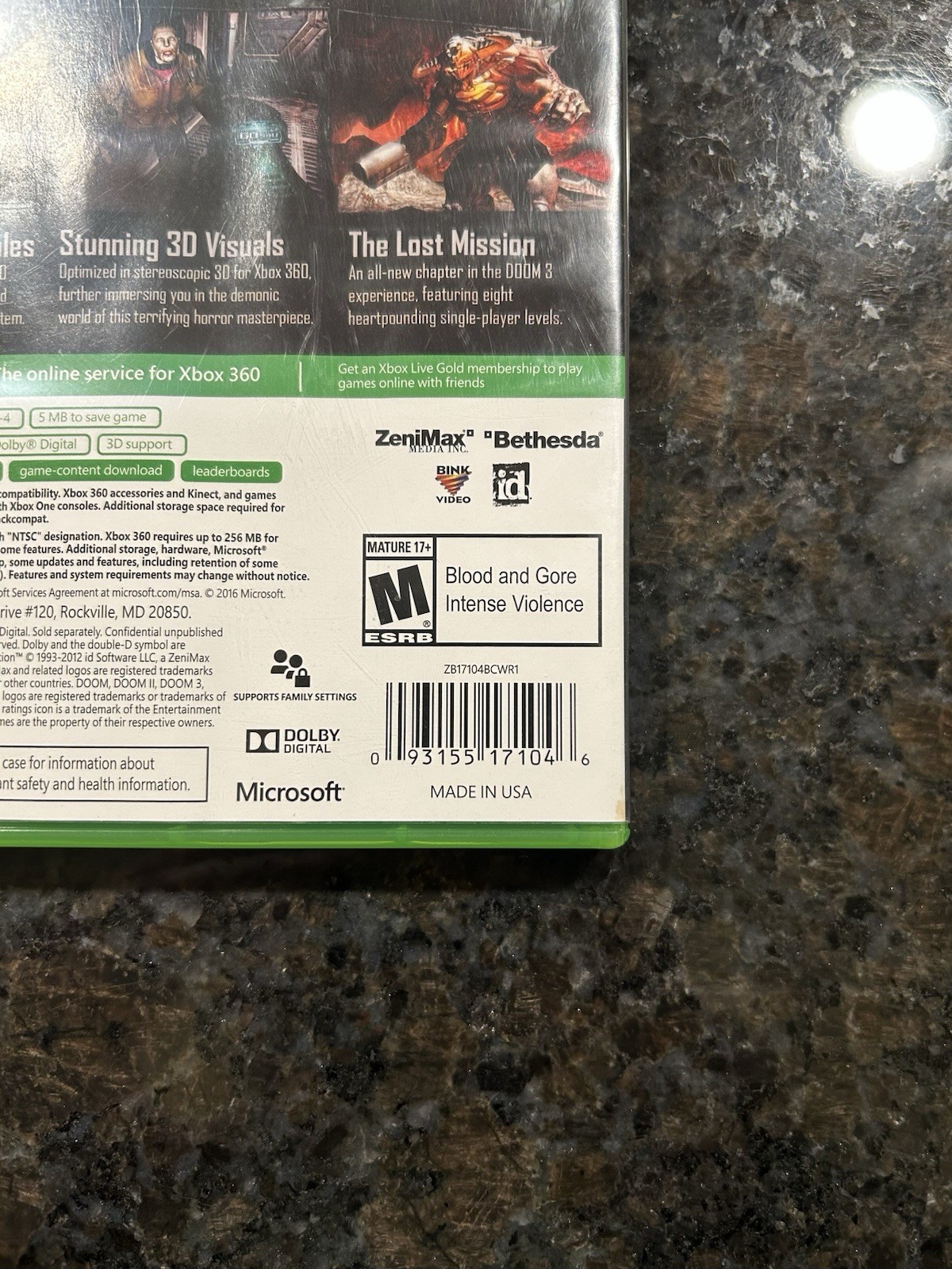 DOOM 3 – BFG Edition (Microsoft Xbox One & Xbox 360) – NO MANUAL & POSTER