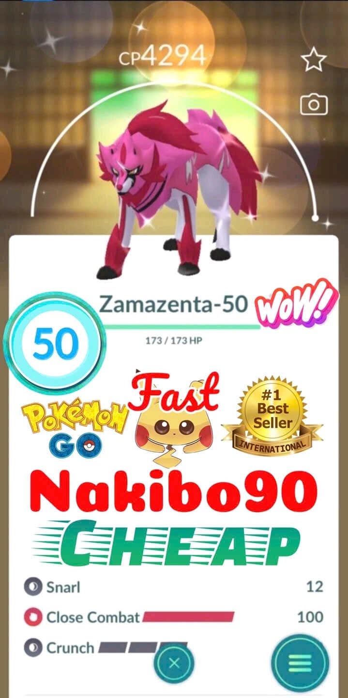 Pokemon✨Shiny Zamazenta Lv50✨3 Skill Master League Pvp✨Tra-de✨Go✨Read Describe✨