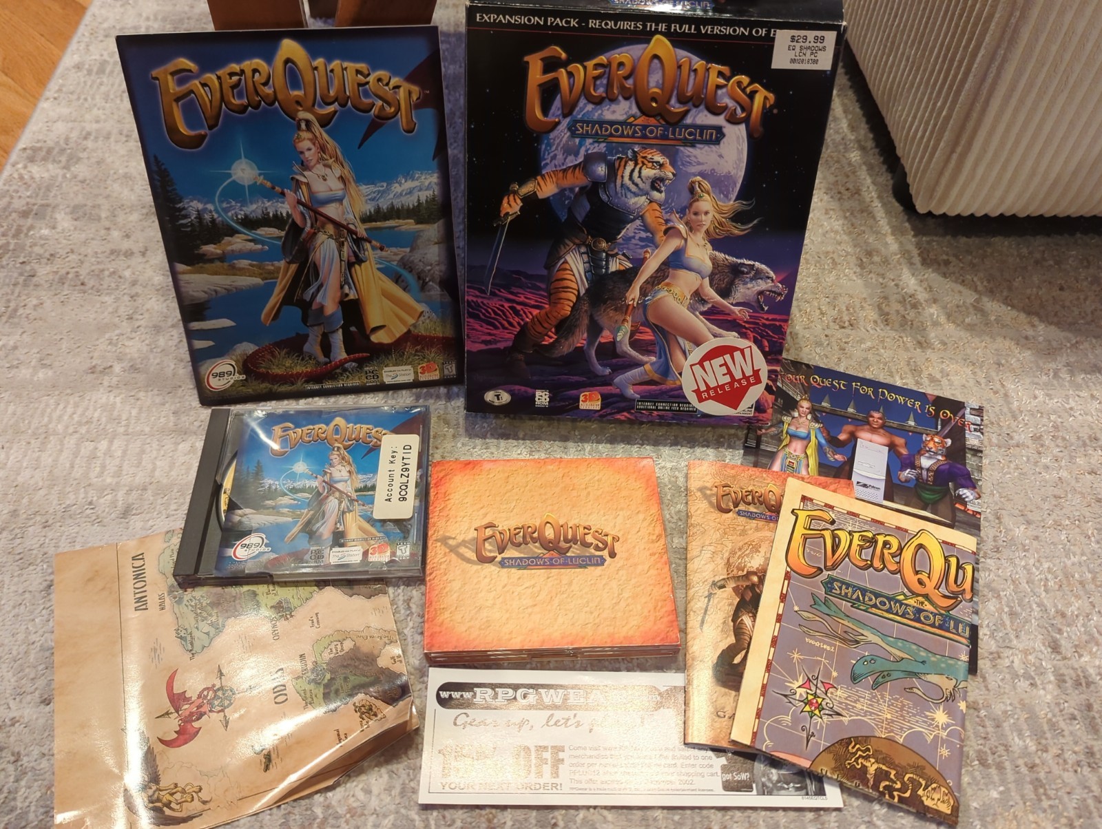 EverQuest + Shadows Of Lucin PC Game Big Box 1998 Lot With Extra Map See Descrip