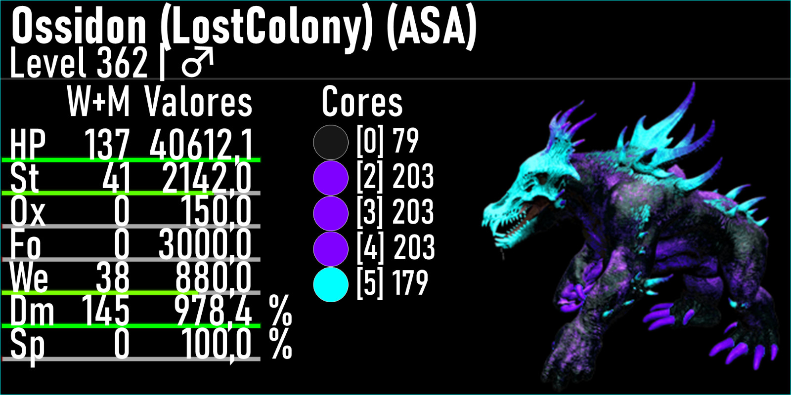 Ark Survival Ascended ASA pve NEW OSSIDON LEVEL 362 TOP STATS HP40K 978M DAMAGE