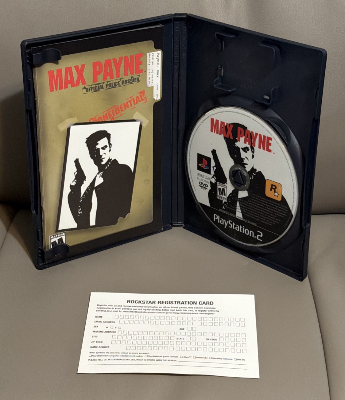 Max Payne PS2 CIB Complete Registration Card Black Label Tested Great Condition
