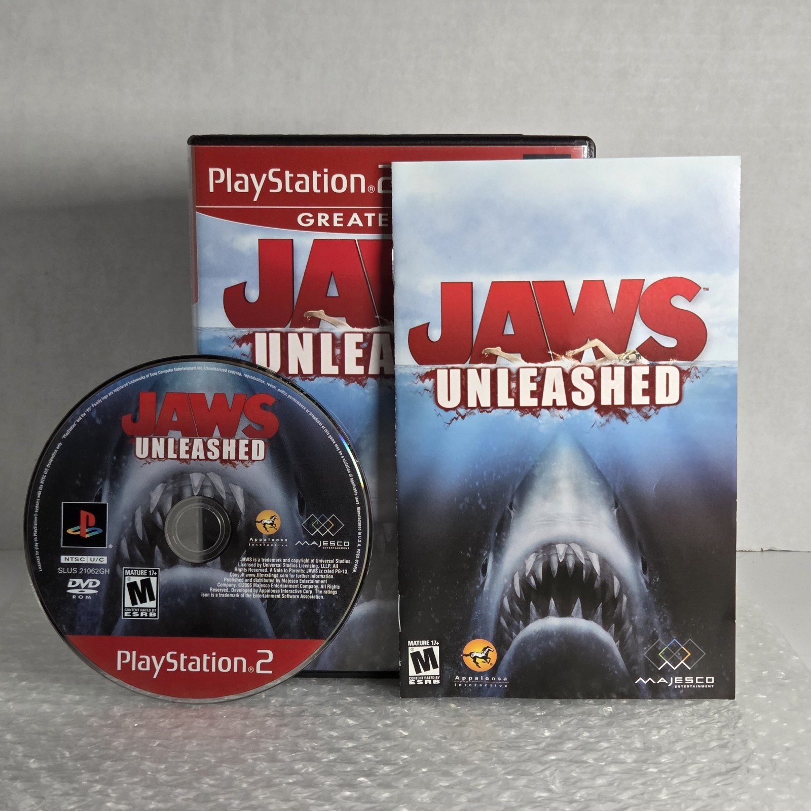 Jaws Unleashed PS2 Sony PlayStation 2 PS2 Complete In Box CIB Tested Majesco App