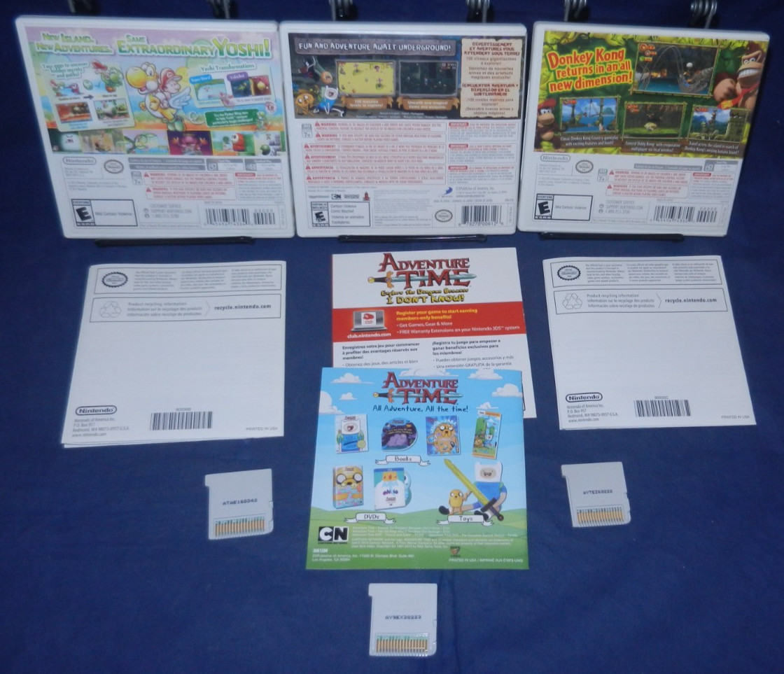 3DS; Yoshi’s New Island, Adventure Time: Explore, Donkey Kong Country Returns 3D