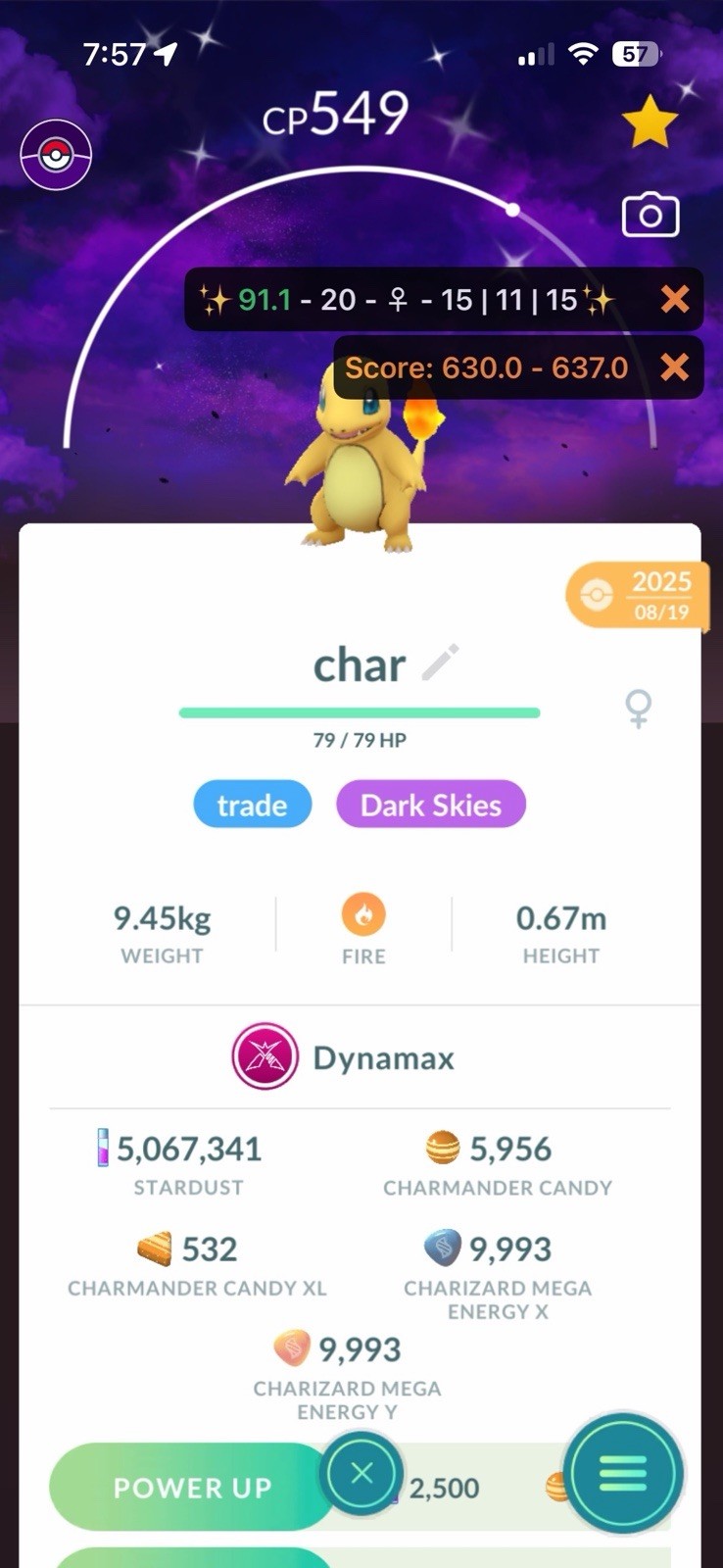 Pokémon G0 — Shiny Dynamax Charmander Dark Skies Bg Max Final