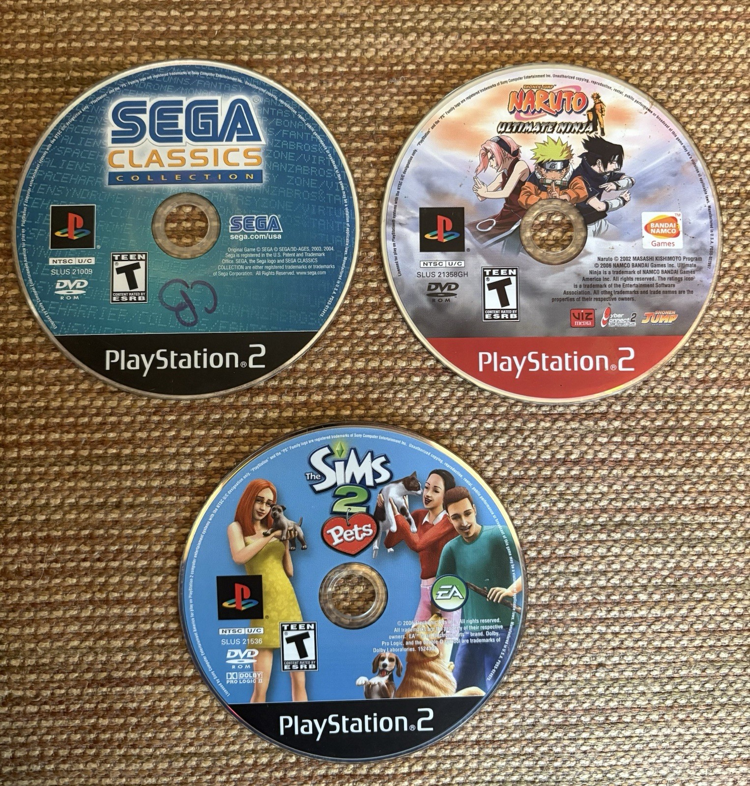 Ps2 Bundle (Naruto, SEGA Classics, The Sims 2 Pets)- Tested