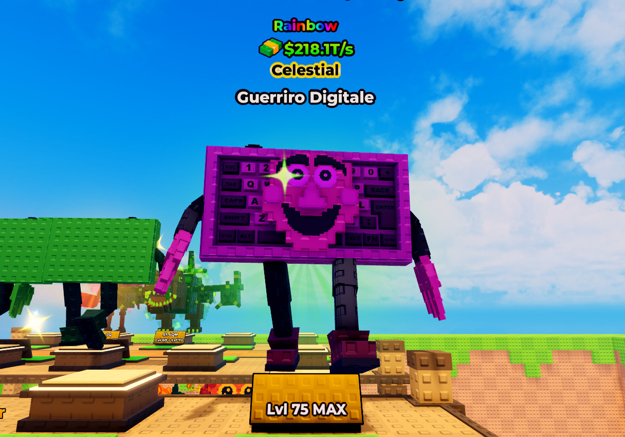 🔥Kick a Lucky Block – 218.1Ts Rainbow Guerriro Digitale (MAX LVL) Cheapest 🔥