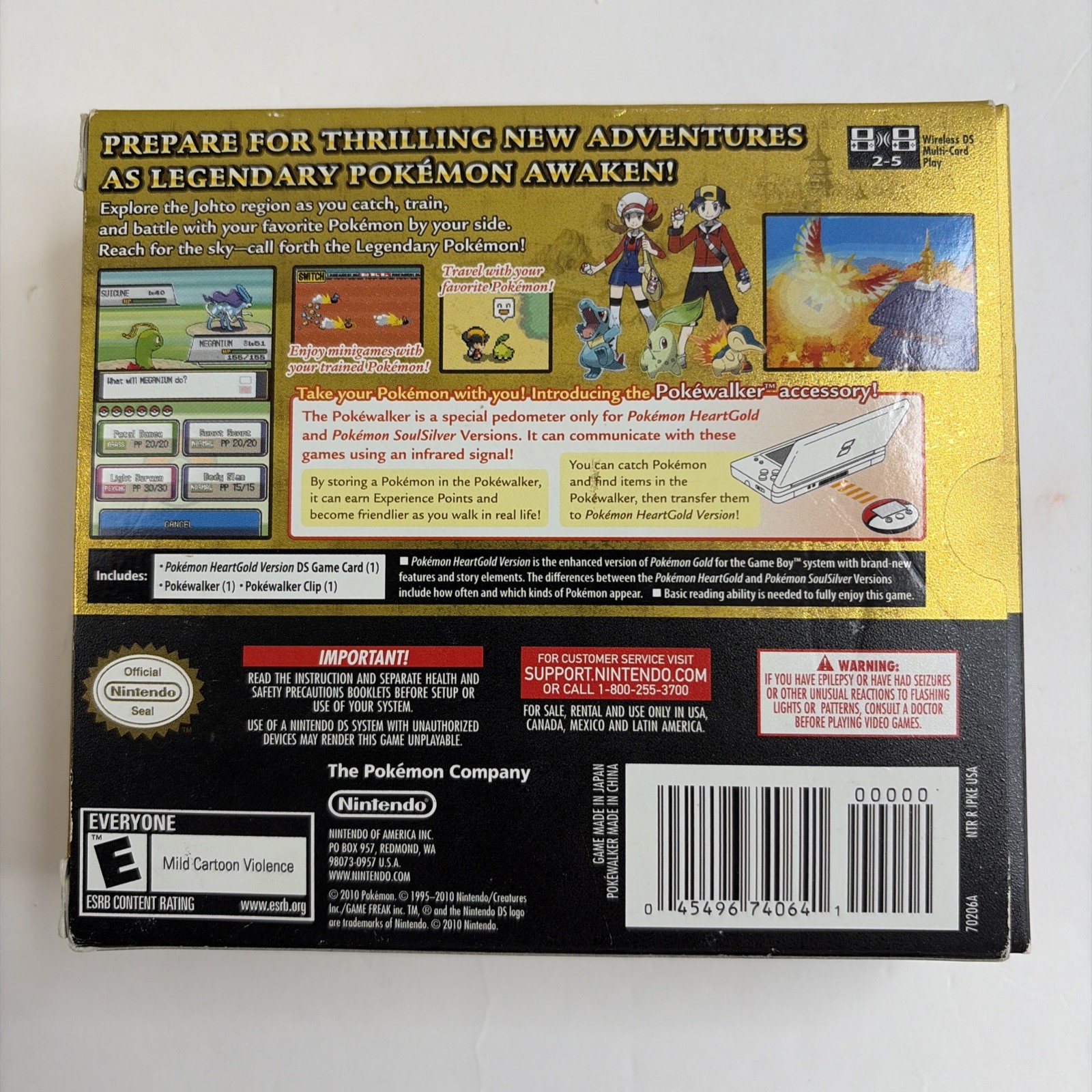 NICE Pokemon Heartgold Version DS Complete Big Box Pokewalker Authentic Tested!