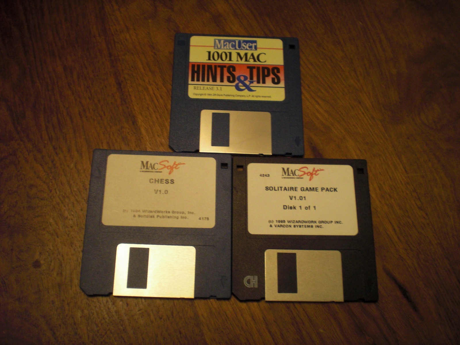 MAC SOFT Chess & Solitaire 3.5″ Floppy Disks Computer Games 1994-5 Wizardworks