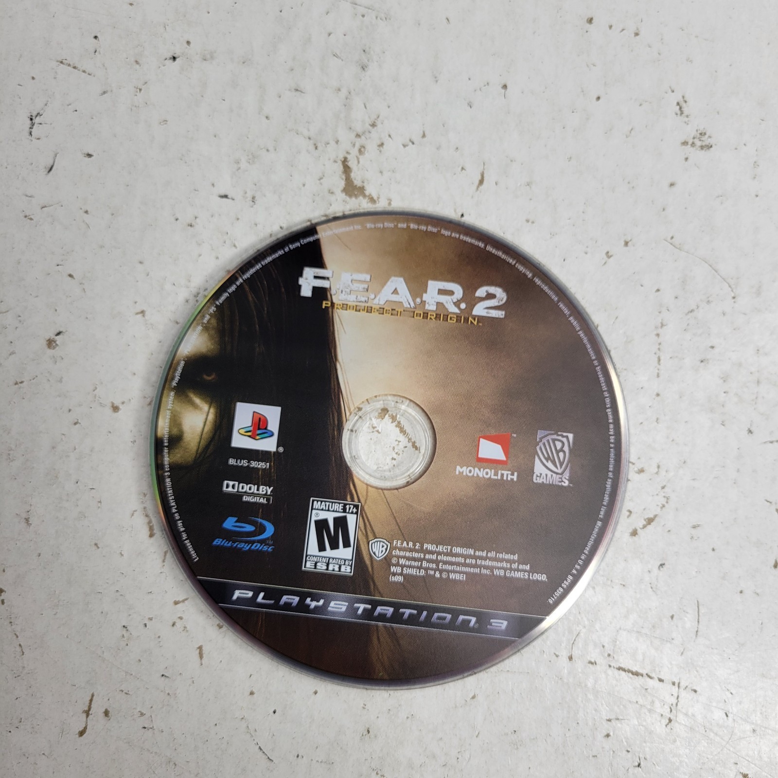 F.E.A.R. 2: Project Origin (Sony PlayStation 3, 2009) Disc Only