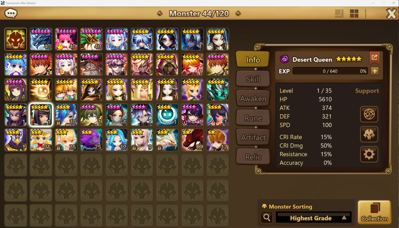 Summoners War Global 3ld Nephy, dark druid, light slayer, 22 nat5