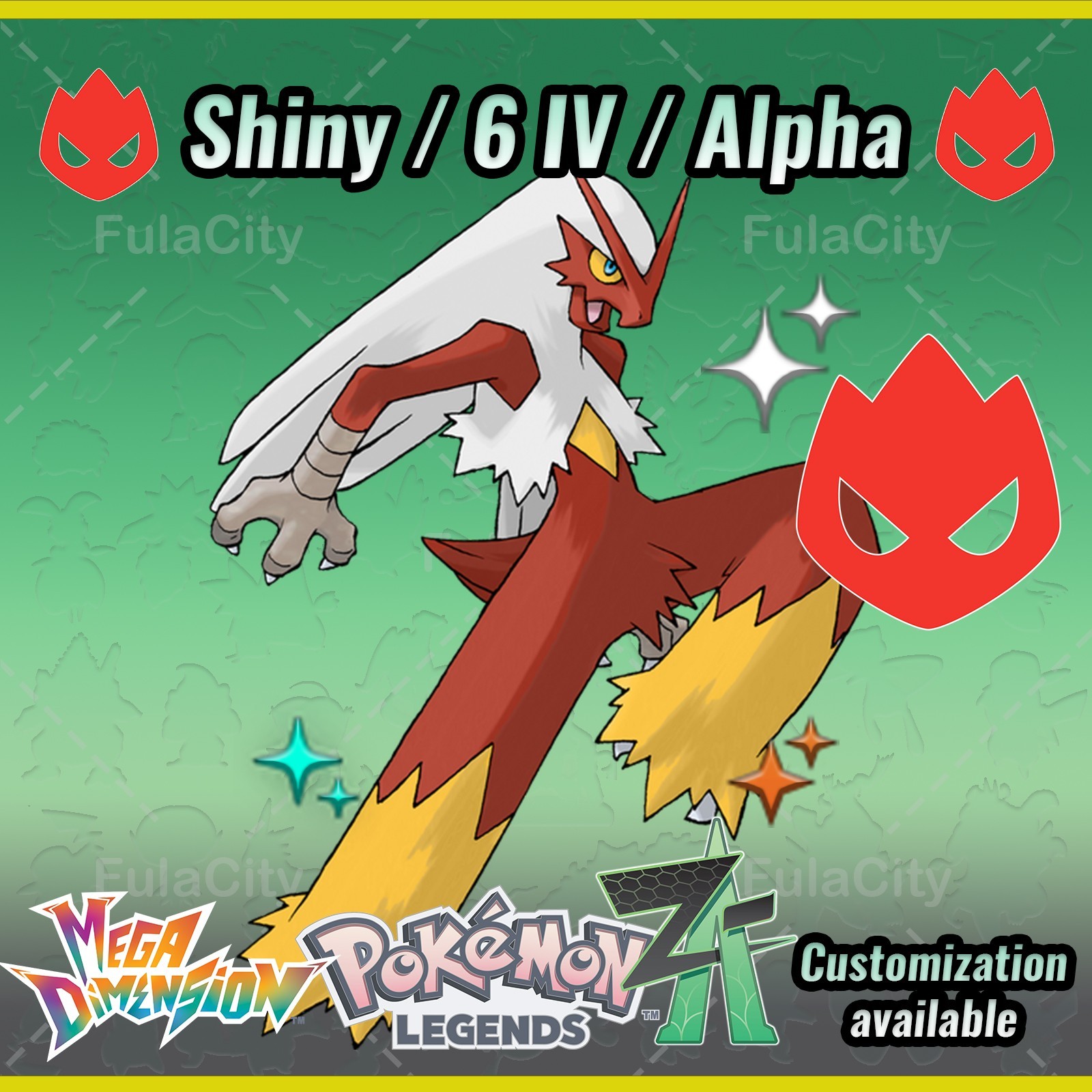 Blaziken ❗❗❗ Alpha Shiny ❗❗❗ Pokemon Legends ZA ⚫ 6 IV 🟢 @ Any item