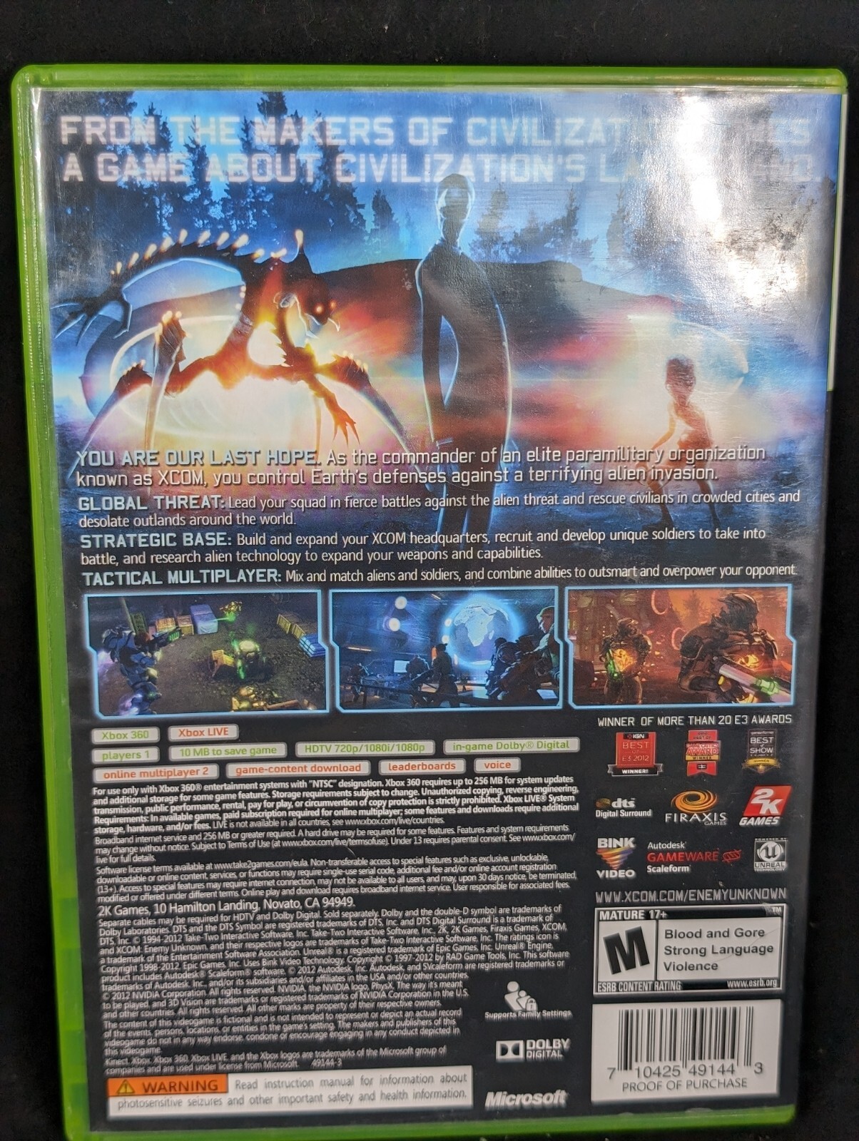 XCOM: Enemy Unknown – Xbox 360 Game – Complete & Tested