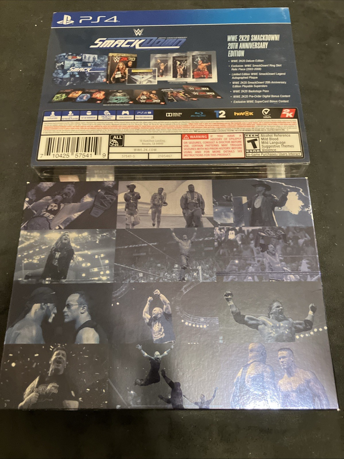 WWE 2K20 SmackDown 20th Anniversary Edition Box Set PS4 Opened/New Kurt Angle