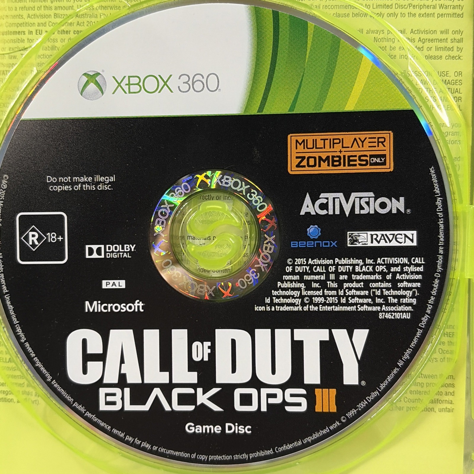 Call of Duty Black Ops 3-(Xbox 360 )-PAL-Multiplayer & Zombies Only-Clean